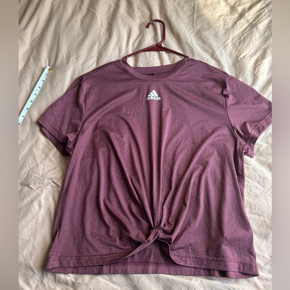 adidas Women's Short Sleeve Tee in Maroon with White Logo